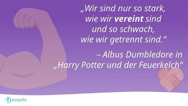 "Wir sind nur so stark, wie wir vereint sind und so schwach, wie wir getrennt sind." - Albus Dumbledore in "Harry Potter und der Feuerkelch"
