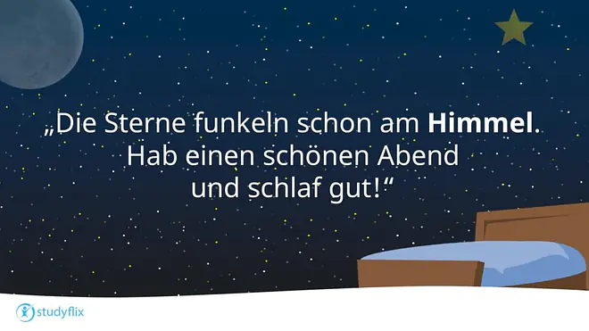 Die Sterne funkeln schon am Himmel. Hab einen schönen Abend und schlaf gut!