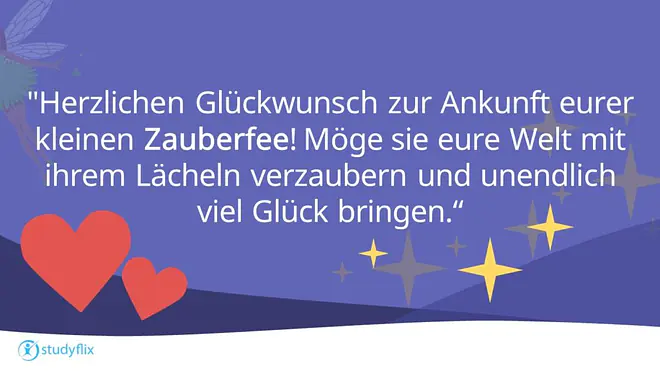 Herzlichen Glückwunsch zur Ankunft eurer kleinen Zauberfee! Möge sie eure Welt mit ihrem Lächeln verzaubern und unendlich viel Glück bringen.