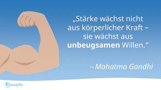 "Stärke wächst nicht aus körperlicher Kraft – sie wächst aus unbeugsamen Willen." – Ein Zitat von Mahatma Gandhi