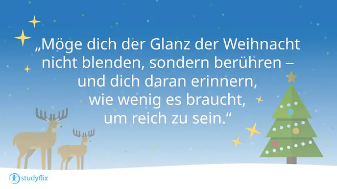 Möge dich der Glanz der Weihnacht nicht blenden, sondern berühren -- und dich daran erinnern, wie wenig es braucht, um reich zu sein.