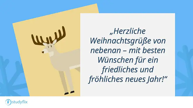 Herzliche Weihnachtsgrüße von nebenan - mit besten Wünschen für ein friedliches und fröhliches neues Jahr!