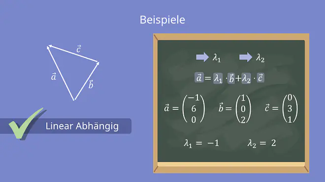 Lineare Abhängigkeit dreier Vektoren