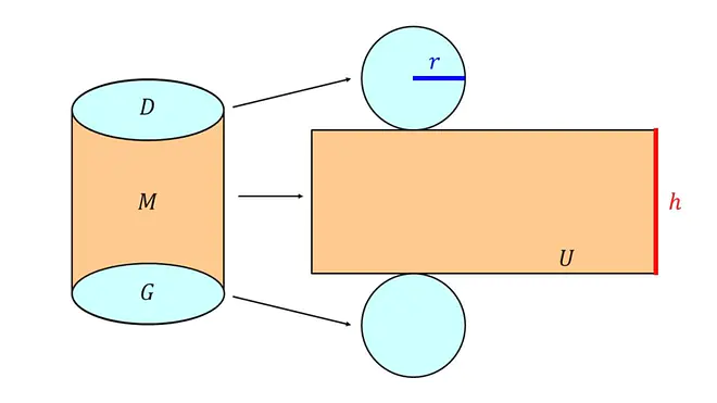 Zylinder Netz, Zylinder Oberfläche, Oberfläche Zylinder, Zylinder berechnen, Höhe, Radius, Netz, Oberfläche