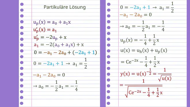 Bernoulli DGL: Partikuläre Lösung