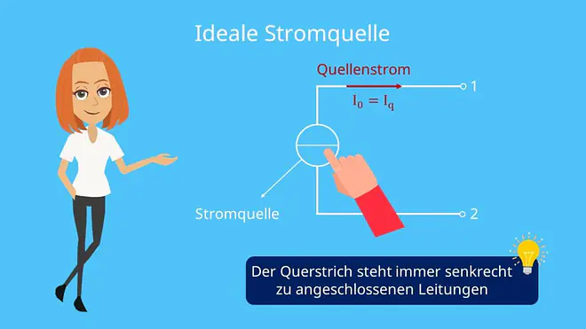 Schaltsymbol ideale Stromquelle, Quellenstrom, Quellenspannung, Konstantstromquelle