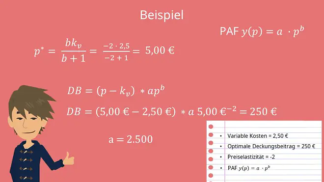 Multiplikative Preis-Absatz-Funktion Beispiel