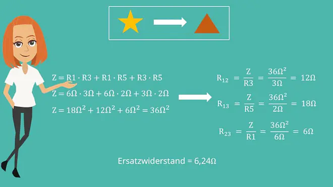 Lösung Sternschaltung in Dreieckschaltung