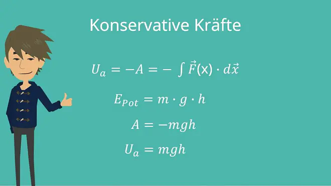 Mechanische Arbeit Formel, Mechanische Arbeit, Konservative Kräfte, Konservative Kraft, Masse, Ortsfaktor, Höhe, potentielle Energie, Potential konservativen Kraft