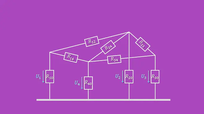 Knotenpotentialverfahren, Widerstandsnetzwerk, Spannung