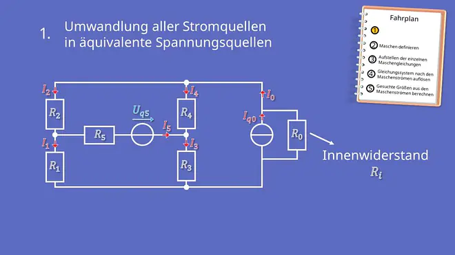 Maschenstromverfahren, Netzwerkanalyse, Maschen, Knotengleichung, Schaltung