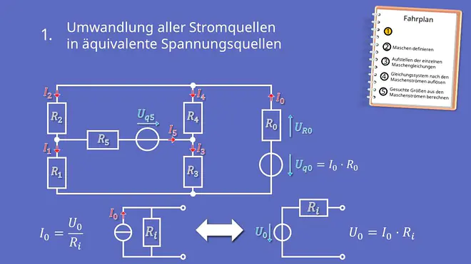 Maschenstromverfahren, Netzwerkanalyse, Maschen, Knoten, Stromquelle, Spannungsquelle