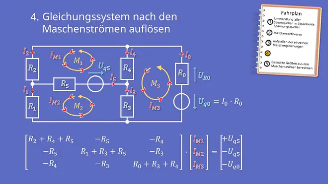 Maschenstromverfahren, Netzwerkanalyse, Maschen, Knoten, Matrix, Maschengleichung