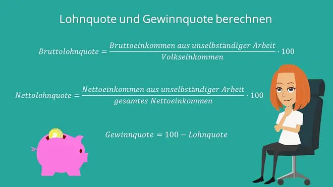 Berechnung Bruttolohnquote, Nettolohnquote, Gewinnquote, Formel