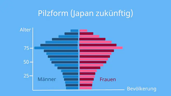 Bevölkerungspyramide, Bevölkerungspyramide Formen, Bevölkerungspyramiden, Bevölkerungspyramiden Formen, Bevölkerungspyramiden Arten, Bevölkerungsdiagramm, Demographische Pyramide, Alterspyramiden, Alterspyramide, Alterspyramiden Formen, Altersverteilung; Pilzform