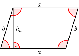 Das Bild zeigt ein Parallelogramm mit der senkrechten Höhe ha.