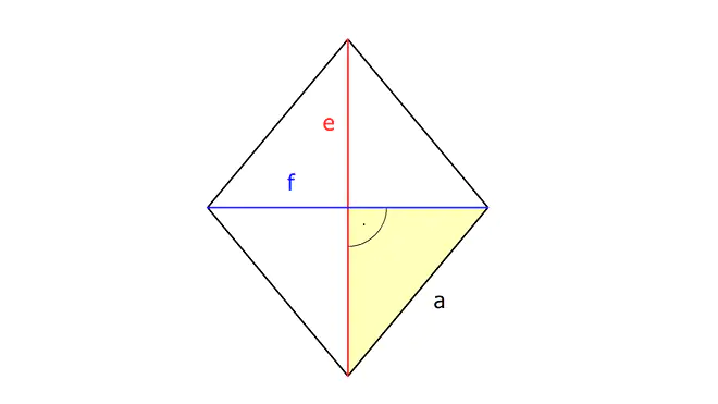 Raute, Drachenviereck, Rhombus, Karo, Diagonalen Raute, Diagonale berechnen Raute, Diagonale e, Diagonale f
