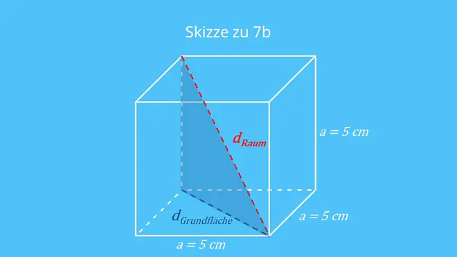 Satz des Pythagoras Aufgaben, pythagoras aufgaben, aufgaben satz des pythagoras, satz des pythagoras übungen, übungen satz des pythagoras, übungsaufgaben satz des pythagoras, satz des pythagoras textaufgaben, aufgaben pythagoras, satz des pythagoras aufgaben mit lösung, Würfel, Diagonale, Seite, Grundfläche, Raumdiagonale, Dreieck, rechtwinkliges Dreieck