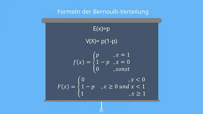 Formeln Bernoulliverteilung, Bernoulli Experiment, Bernoulli Verteilung Erwartungswert, Dichtefunktion, Verteilungsfunktion, Varianz