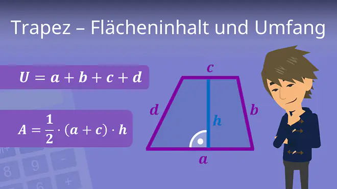 Zum Video: Trapez Flächeninhalt und Umfang, Flächeninhalt Drachenviereck