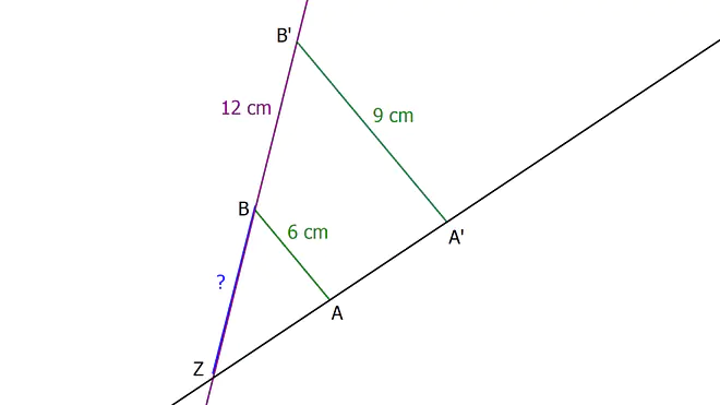 2. Strahlensatz, strahlensatz 2, 2.strahlensatz, zweiter strahlensatz, Strahlensatz Beispiel, Strahlensatz Formel umstellen