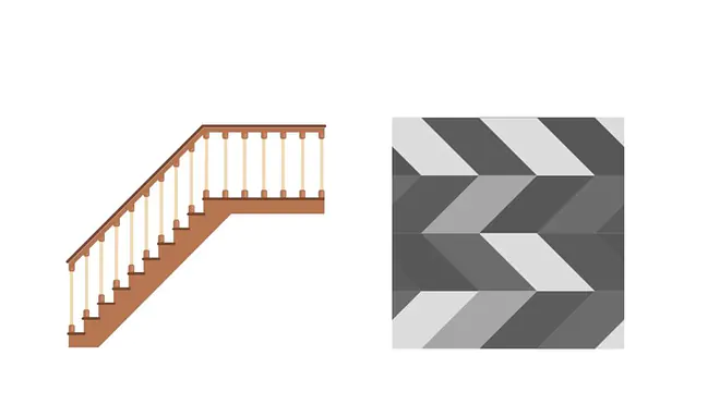 Was ist ein Parallelogramm, Parallelogramm im Alltag, Parallelogramm Umgebung, Treppengeländer Parallelogramm, Fliesen Parallelogramm, Parallelogramm Dockland