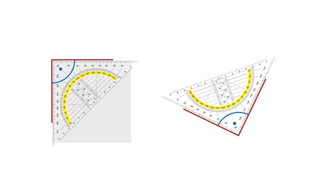Geodreieck, Rechter Winkel, Rechter Winkel messen, mit Geodreieck messen, rechter Winkel mit Geodreieck messen, Winkel messen, 90 Grad Winkel messen, 90 Grad, 90°, 90° Winkel messen, 90° mit Geodreieck messen, 90 Grad mit Geodreieck messen