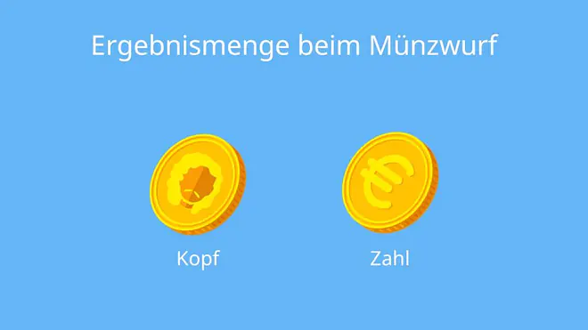 Zufallsexperiment, Münzwurf, Wurfergebnis, Ergebnismenge, Ergebnismenge eines Zufallsexperiments, Ergebnismenge beim Münzwurf, Kopf oder Zahl, Ergebnisraum, Ergebnismenge Stochastik